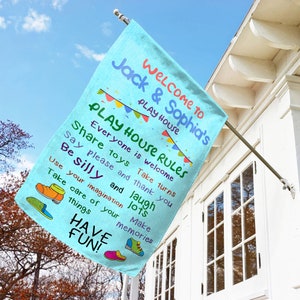 Personalized Kids Playhouse Flag, Summer Flag, House Decor, Custom Flag, Personalized Playhouse Rules Flag, Home Decor SJYF02 image 3
