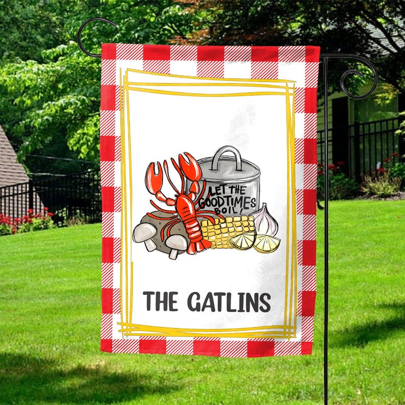 Crawfish Boil, Crafish Flag, Crawfish Boil Garden Flag, Spring Garden Flag, Let The Good Times Boil, Crawfish Party Gift SKU444 image 4