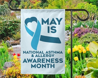 May Is Asthma And Allergy Awareness Month Garden Flag, Yard Outdoor Holiday Decoration Camping Party Slogan Double Sided SKUM27