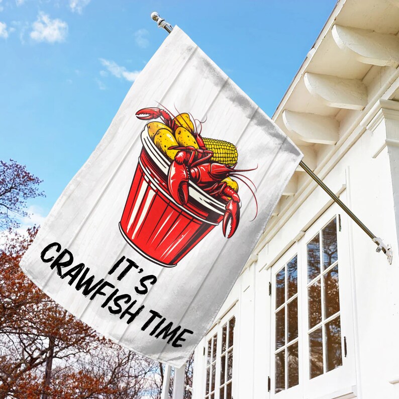 Crawfish Boil, Crayfish Flag, Crawfish Boil Garden Flag, Spring Garden Flag, It's Crawfish Time, Crawfish Party Gift, Cajun Flag SKU443 image 2