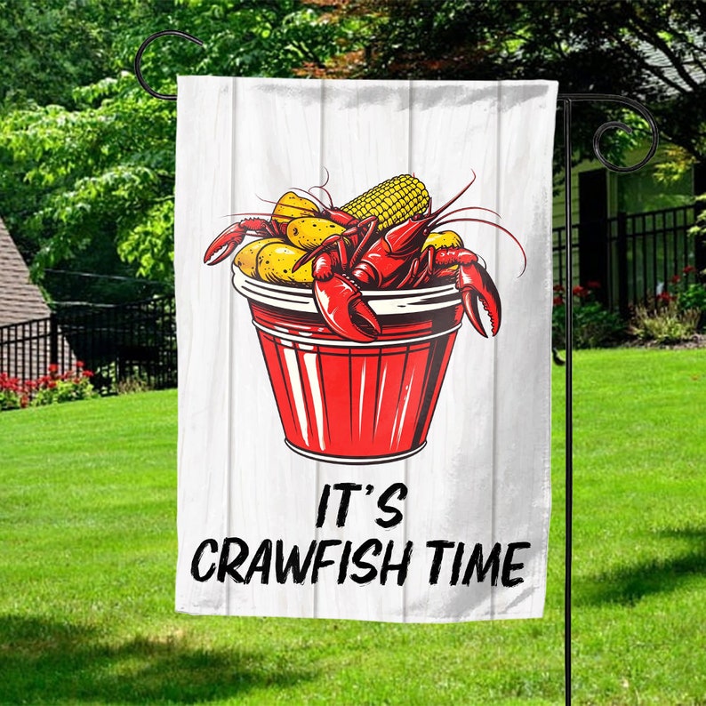 Crawfish Boil, Crayfish Flag, Crawfish Boil Garden Flag, Spring Garden Flag, It's Crawfish Time, Crawfish Party Gift, Cajun Flag SKU443 image 4