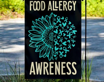 Food Allergy Grey Ribbon Garden Flag, Food Allergy Awareness Flag, Inspirational Support Gift Outdoor Decor Double Sided SKUM32