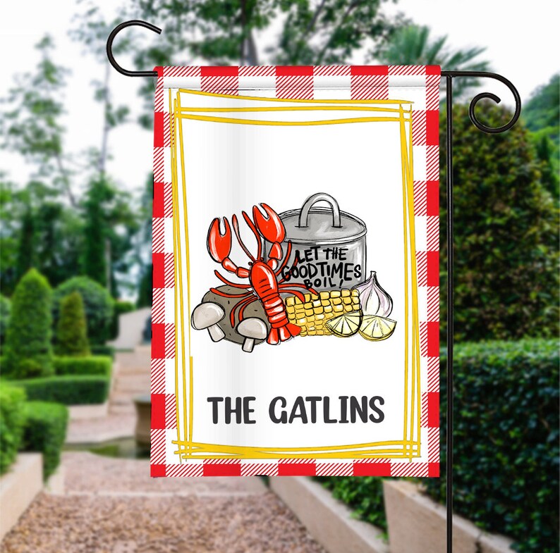 Crawfish Boil, Crafish Flag, Crawfish Boil Garden Flag, Spring Garden Flag, Let The Good Times Boil, Crawfish Party Gift SKU444 image 1