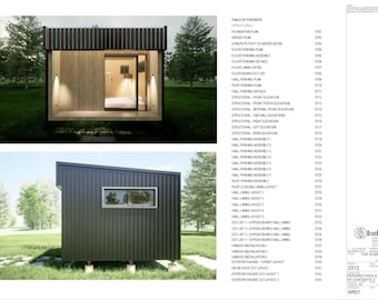 Tiny Cabin House Plans – Modern Cube Design | DIY Small Home Blueprint | Off-Grid Tiny Home Plans PDF & CAD files | Instant Download