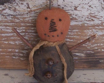 HANDMADE - Little Primitive Pumpkin Doll, Rustic Halloween Bowl Filler, Autumn Decor #3