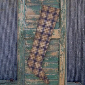 Primitive Christmas Stockings, Blue Homespun Plaid Christmas Stockings, Rustic Decor 2 available READY TO SHIP image 1