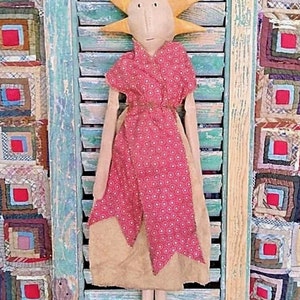 Primitive Miss Liberty Doll, Rustic Americana, Cottagecore Decor, Farmhouse 4th of July READY TO SHIP image 2