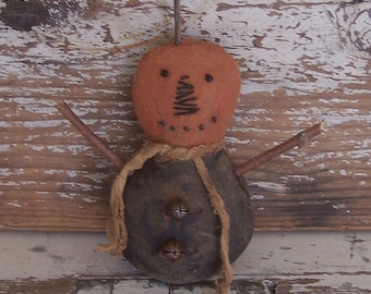 Primitive Pumpkin Doll: Rustic Halloween Bowl Filler, Autumn Decor