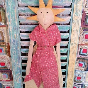 Primitive Miss Liberty Doll, Rustic Americana, Cottagecore Decor, Farmhouse 4th of July READY TO SHIP image 4