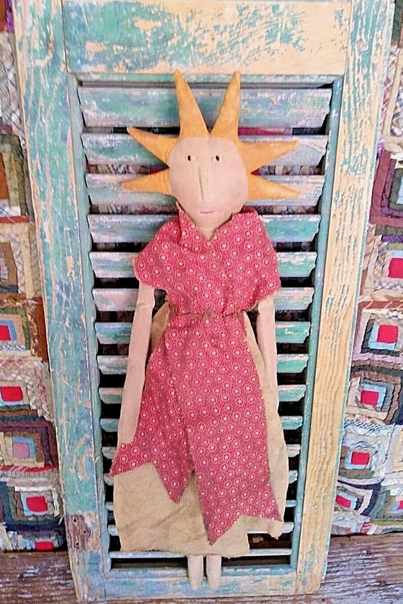 Primitive Miss Liberty Doll, Rustic Americana, Cottagecore Decor, Farmhouse 4th of July READY TO SHIP image 4