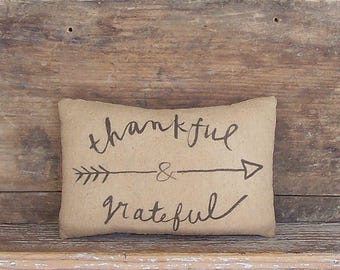 HANDMADE - Rustic Thanksgiving Bowl Filler, Farmhouse Decor, "Thankful & Grateful"