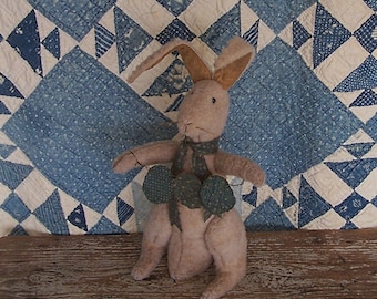 Primitive Rabbit Doll, Grungy Rustic Farmhouse Spring Decor, Easter Bunny - READY TO SHIP