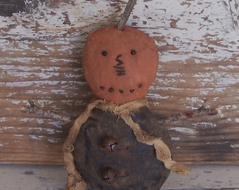 Rustic Pumpkin Doll: Primitive Halloween Decor, Bowl Filler