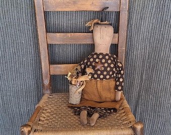 Primitive Witch Timeworn Art Doll - 24" tall - Signed & Dated OOAK Handmade Halloween Folk Art