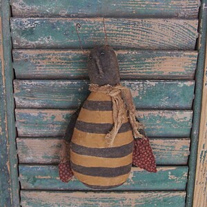 Primitive Bumblebee Doll Medium Choice of ONE Bee, Hand Painted Honey Bee, Cottagecore Farmhouse Decor Ready to Ship Bee #5