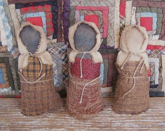 Primitive Prairie Doll (small - choice of 1), Grungy Rustic Farmhouse Decor