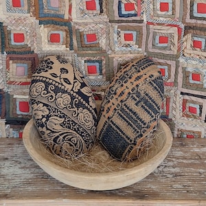 Primitive Easter Egg Bowl Fillers, Antique Coverlet Rustic Decor (sold individually)