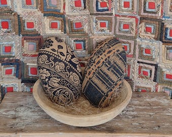 Primitive Easter Egg Bowl Fillers, Antique Coverlet Rustic Decor (sold individually)
