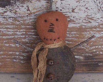 Tiny Primitive Pumpkin Doll, Rustic Halloween Cupboard Tuck or Bowl Filler, Autumn or Fall Decor #1 - READY TO SHIP