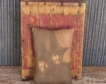 Vintage Halloween Image Bowl Filler, Elder Witches Cupboard Tuck Pillow