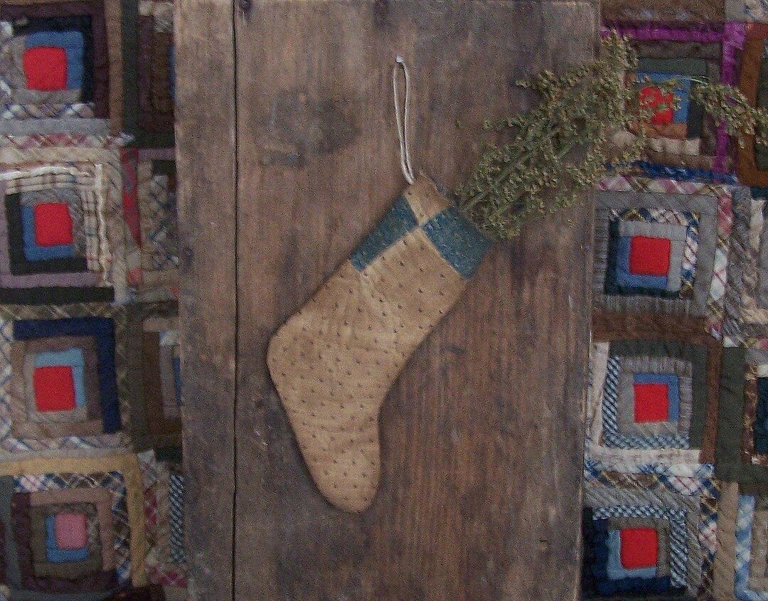 Small Primitive Christmas Stocking Made From Antique Quilt #8 - Etsy