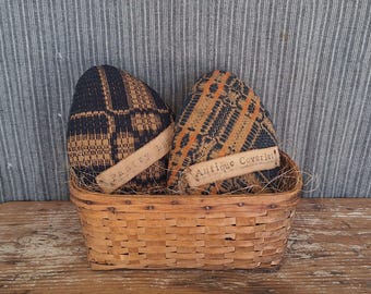 Primitive Easter Egg Bowl Fillers, Antique Coverlet Rustic Decor (sold individually)