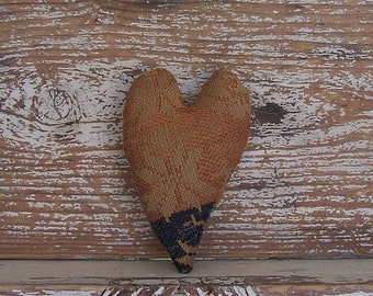 Primitive Heart Ornament made from Antique Coverlet, Rustic Decorative Farmhouse, Snowflake Design #18 - Ready to Ship