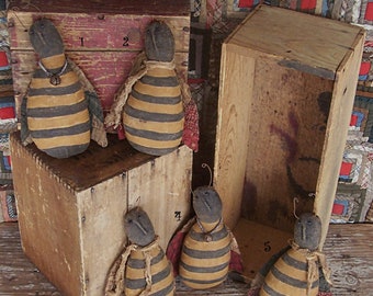 Primitive Bumblebee Doll (Medium) - Choice of ONE Bee, Hand Painted Honey Bee, Cottagecore Farmhouse Decor- Ready to Ship!