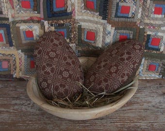 Rustic Easter Egg Bowl Fillers, Primitive Brown Stuffed Eggs (set of 2) #2