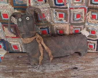 Muñeco de conejo negro primitivo, decoración rústica de armario hecha a mano #2