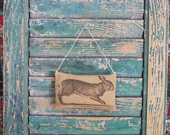 Primitive Rabbit Ornament, Rustic Bunny Cupboard Tuck, Farmhouse Garden Decor, Tiered Tray Decor - READY TO SHIP