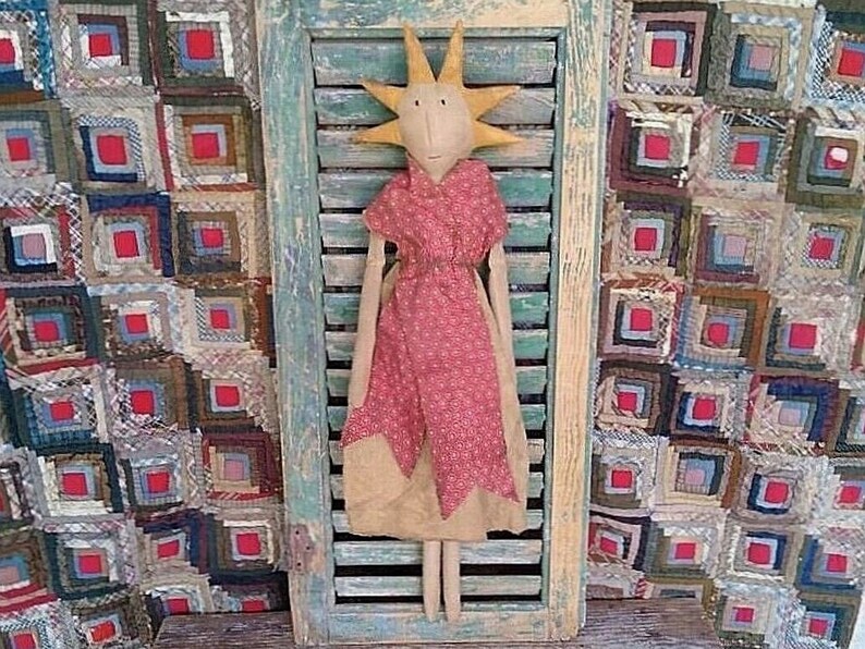 Primitive Miss Liberty Doll, Rustic Americana, Cottagecore Decor, Farmhouse 4th of July READY TO SHIP image 1