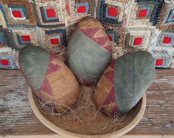 Primitive Easter Egg Bowl Fillers, Antique Quilt Rustic Decor (sold individually)