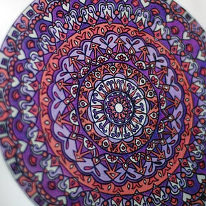 Mandala Suncatcher in Purple and Orange Bohemian Home Decor Window Decor Geometric Psychedelic image 1