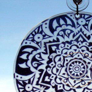 Rebel Rebel Mandala Suncatcher - Geometric Black and White Art - Bohemian Home Decor