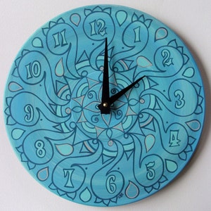 Cockatoo Teal Clock Geometric Pastel Home Decor Made From Recycled Vinyl Record image 2