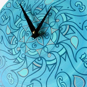 Cockatoo Teal Clock Geometric Pastel Home Decor Made From Recycled Vinyl Record image 3