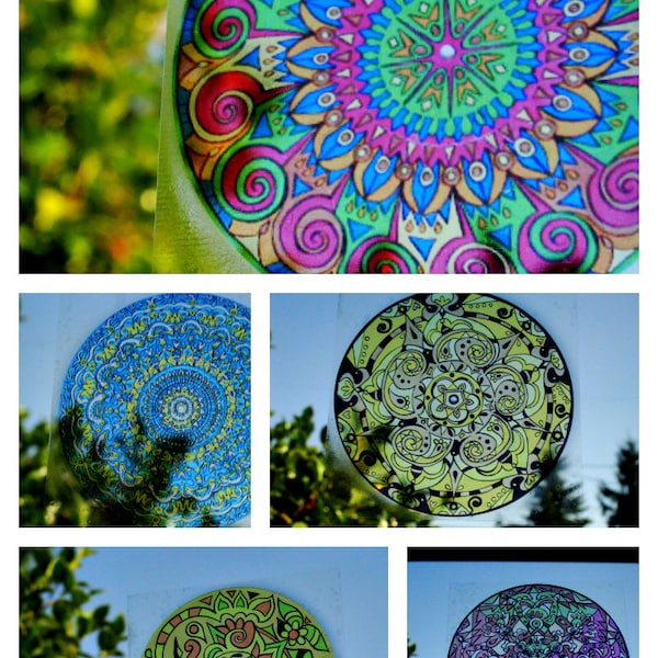 COLOR caramelo Mandala ventana etiqueta - Psychedelic arte geométrico - elegir su diseño de colección de caramelo