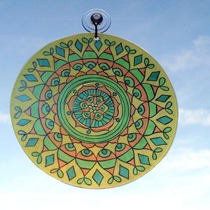 Lemon Lime Mandala Suncatcher - Bohemian Home Decor in Yellow Green and Orange - Boho Kitchen