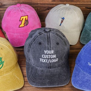 Custom Text Baseball Cap-Personalised Embroidered Hat,Custom Washed Dad Cap,Sorority Hat,Bachelor/Bachelorette Party Gift,Gift for Him/Her