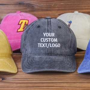 Custom Text Baseball Cap-Personalised Embroidered Hat,Custom Washed Dad Cap,Sorority Hat,Bachelor/Bachelorette Party Gift,Gift for Him/Her