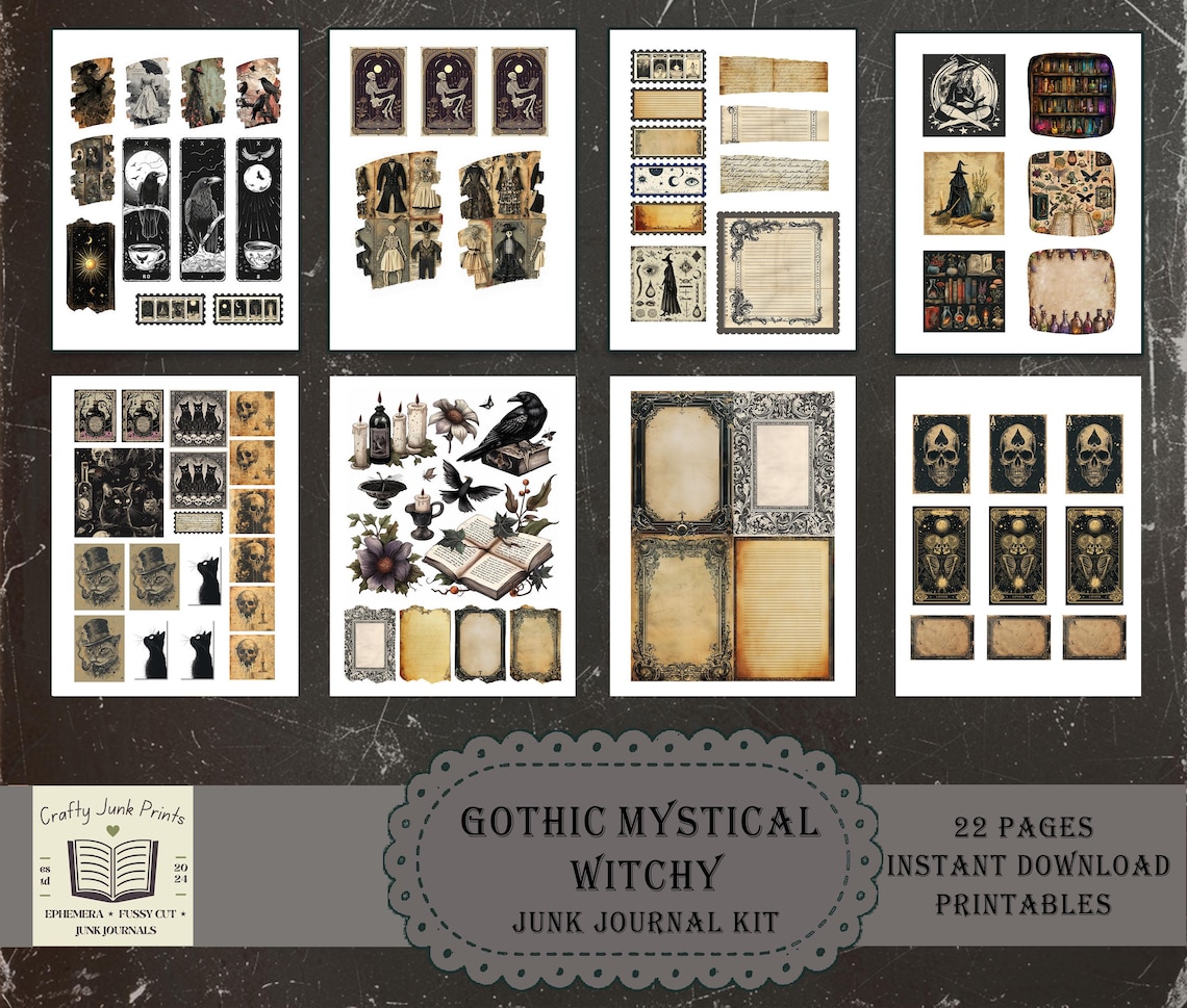 Gothic Witchy Mystical Junk Journal Printable Pages Collage Fussy Cut ...