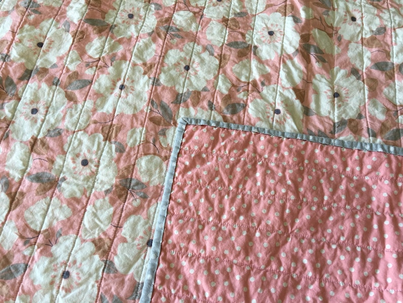 Quilt for Baby Pink Grey and White Whole Cloth