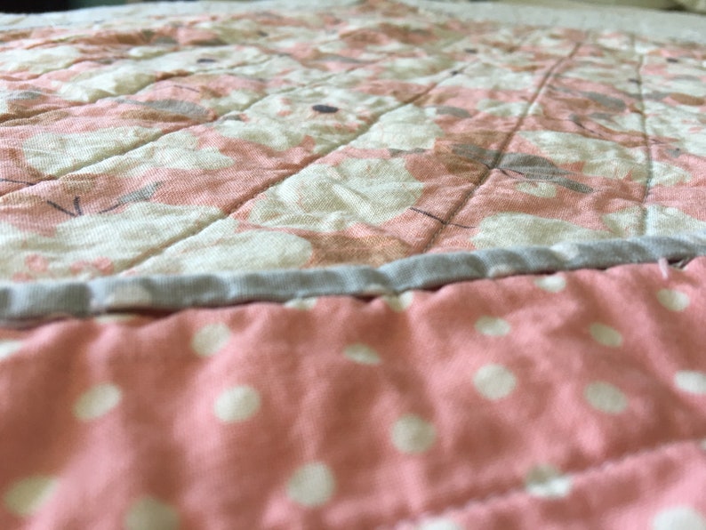 Quilt for Baby Pink Grey and White Whole Cloth