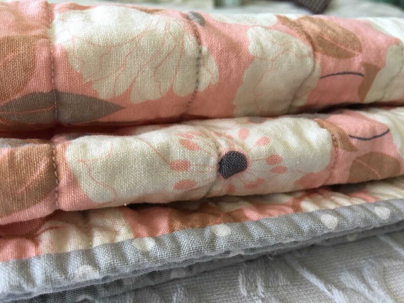 Quilt for Baby Pink Grey and White Whole Cloth