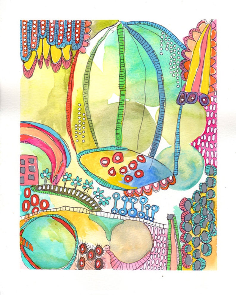 Print of Original Watercolor Painting Circus Gardens