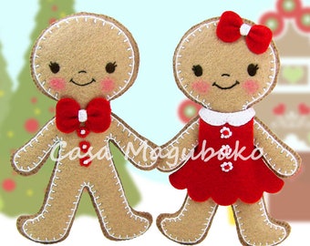 PDF Pattern - Gingerbread Ornament Felt Pattern - Boy & Girl - Christmas Decoration Sewing Pattern - Hand Sewing Project - Instant Download