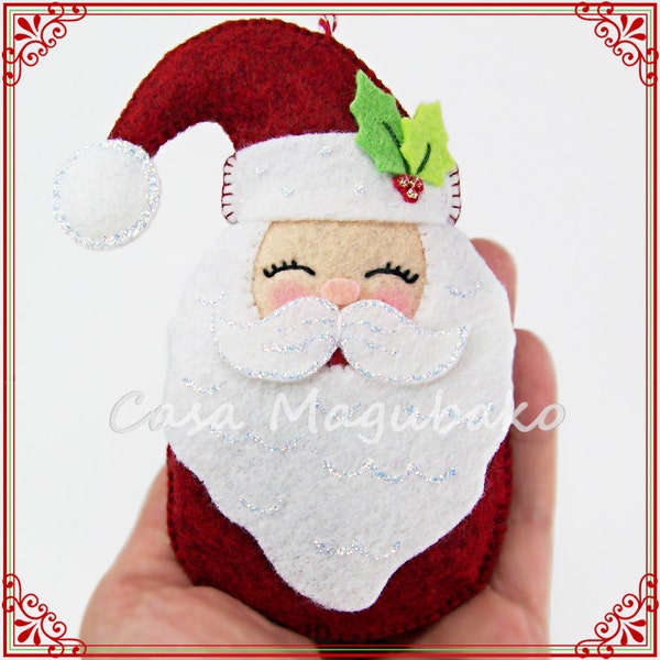 PDF Pattern - Santa Claus Ornament Felt Pattern - Christmas Ornament - Christmas Decoration Hand Sewing Pattern - DIY - Instant Download