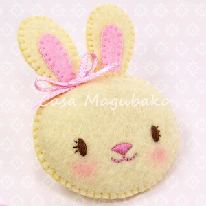 PDF Pattern - Bunny Brooch Felt Pattern - Felt Bunny Sewing Pattern - Hand Stitched Bunny Brooch - PDF File Instant Download