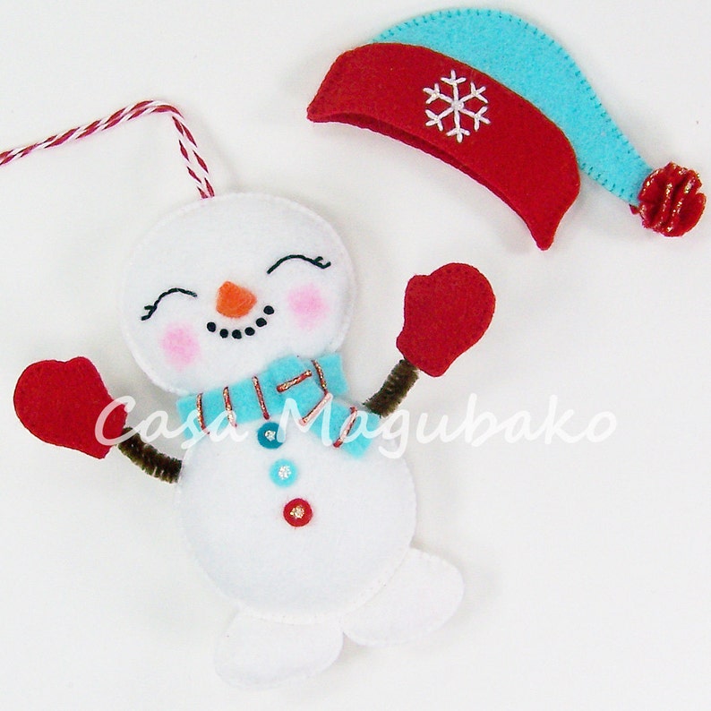 PDF Pattern Snowman Ornament Felt Pattern Christmas Ornament Sewing Pattern Christmas Decoration Felt Snowman Hand Sewing Project image 3